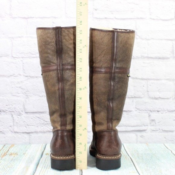 Blondo Brown Leather Waterproof Shearling Lined Tall Duck Boots Size 8 B - Picture 6 of 9